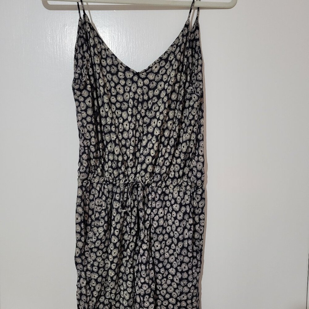 Romper Shorts - Navy Blue/White Floral Print